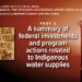 A summary of federal investments and program actions related to Indigenous water supplies: Matthew Cameron and Ken Coates