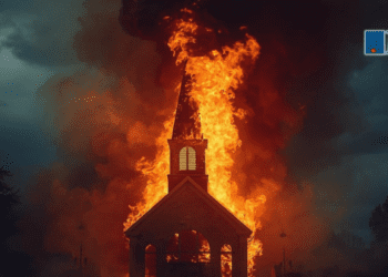 Church on fire.