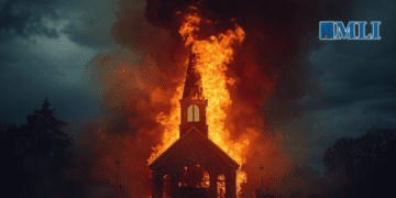 Church on fire.